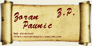 Zoran Paunić vizit kartica